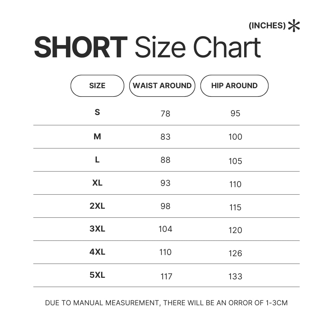 Short Size Chart - NieR: Automata Merch