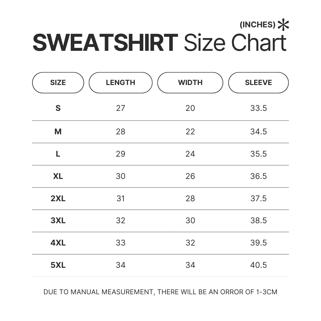 Sweatshirt Size Chart - NieR: Automata Merch
