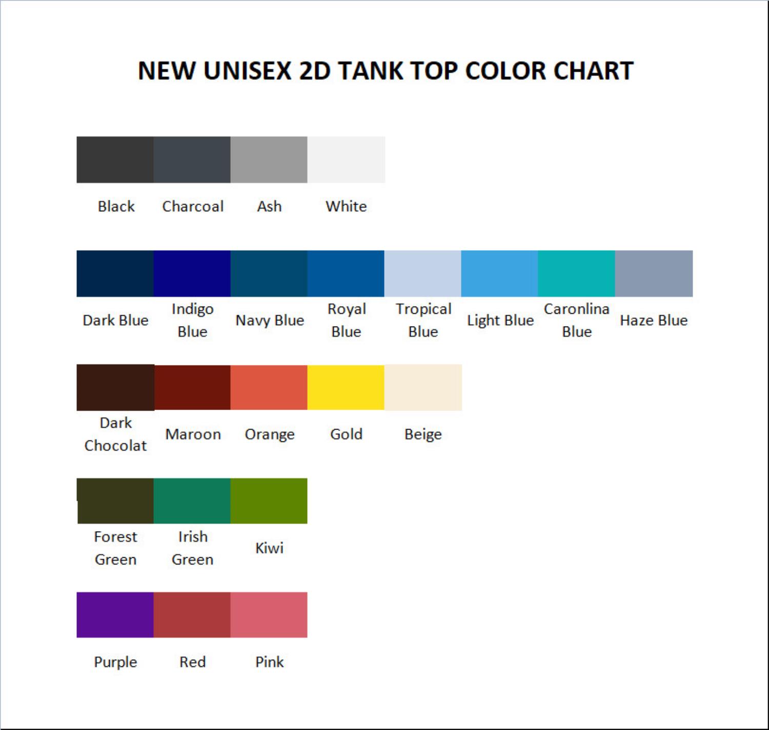 tank top color chart - NieR: Automata Merch