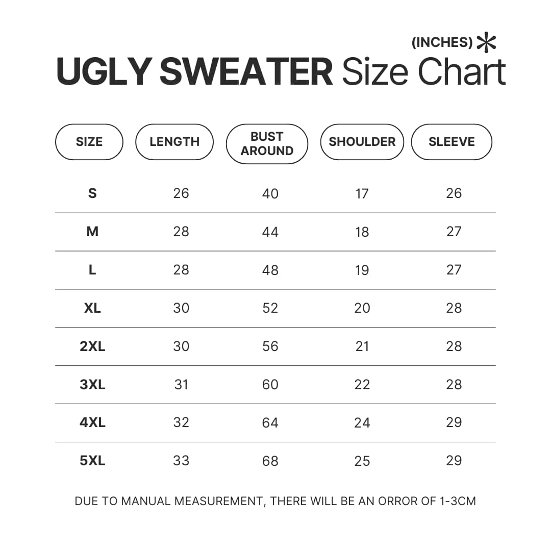 Ugly Sweater Size Chart - NieR: Automata Merch