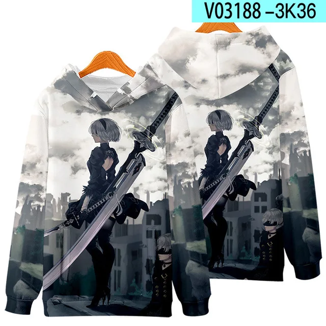 Hot New Game NieR:Automata 3D Zipper Hoodie