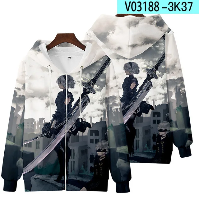 Hot Game NieR:Automata 3D Zipper Hoodie
