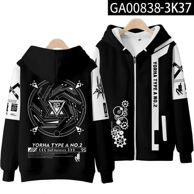 New Arrival Game NieR:Automata 3D Zipper Hoodie