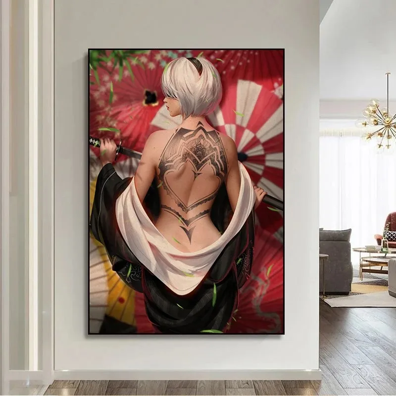 New Item Nier Automata 2B Art Wall Art