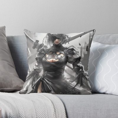 2B From Nier Awesome Print Throw Pillow