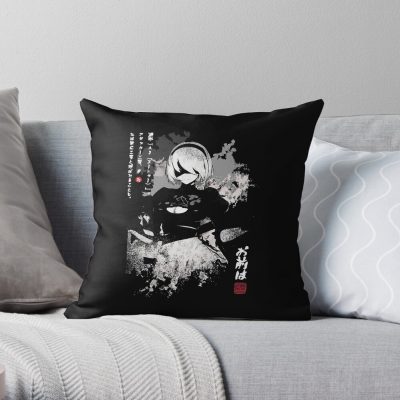 Nier Automata 2B Japan Ink Bf Black Throw Pillow