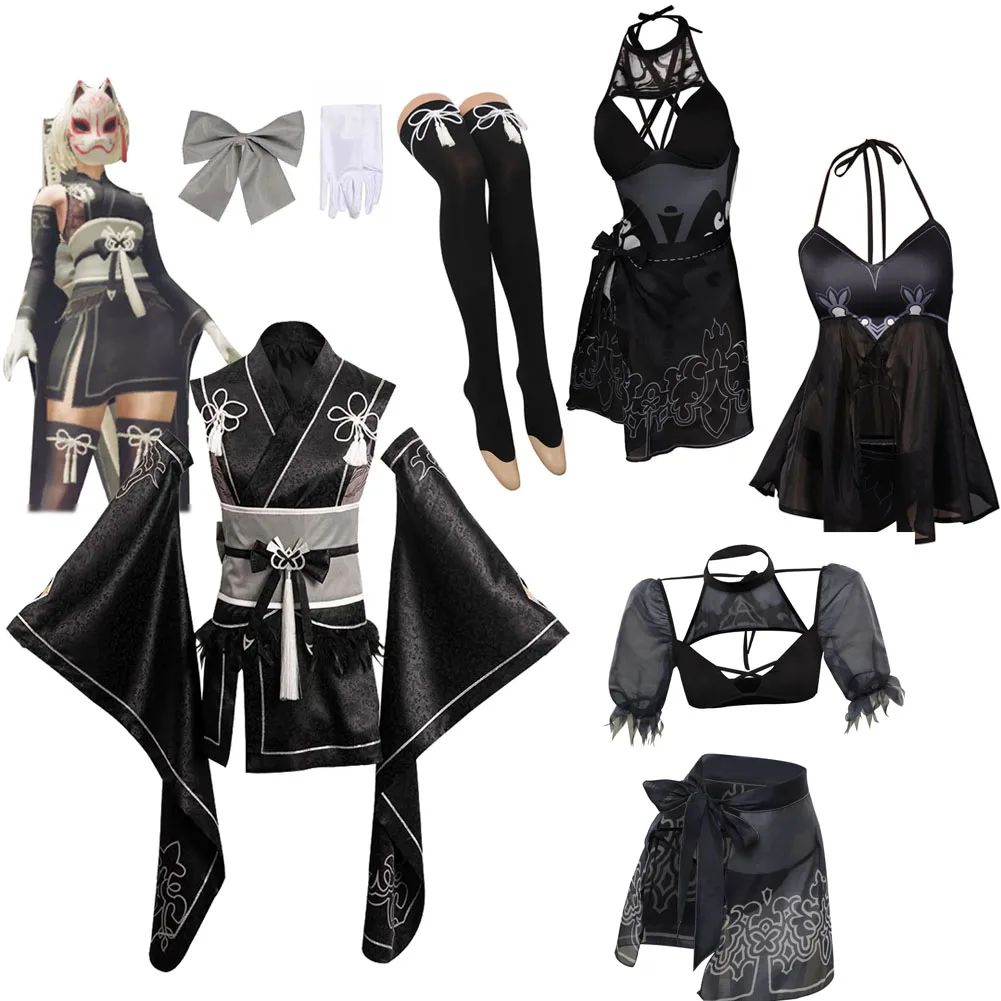 YoRHa 2B Cosplay Kimono Women Costume Swimsuit
