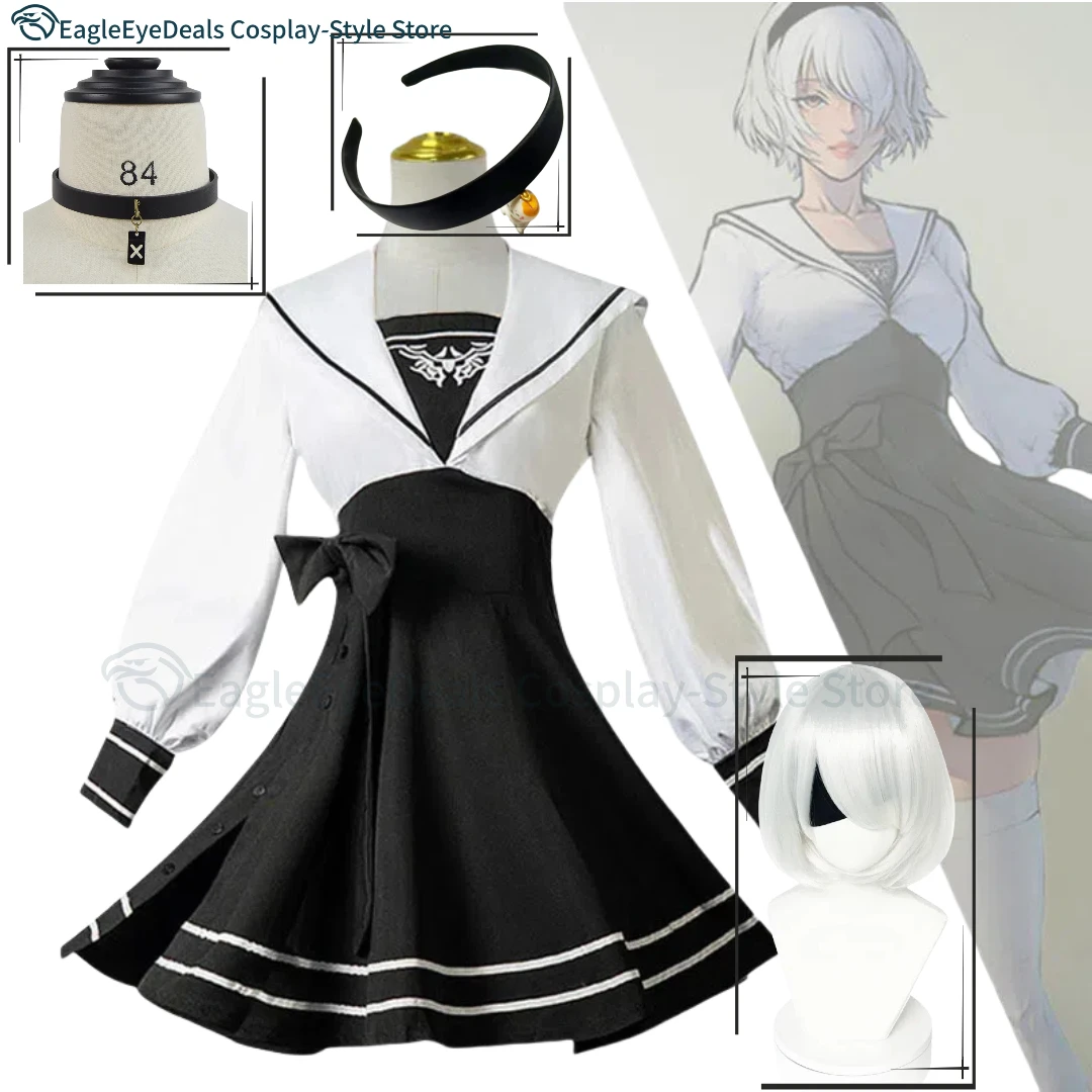 Nier Automata Game Yorha 2B Cosplay Costume Sailor Suit