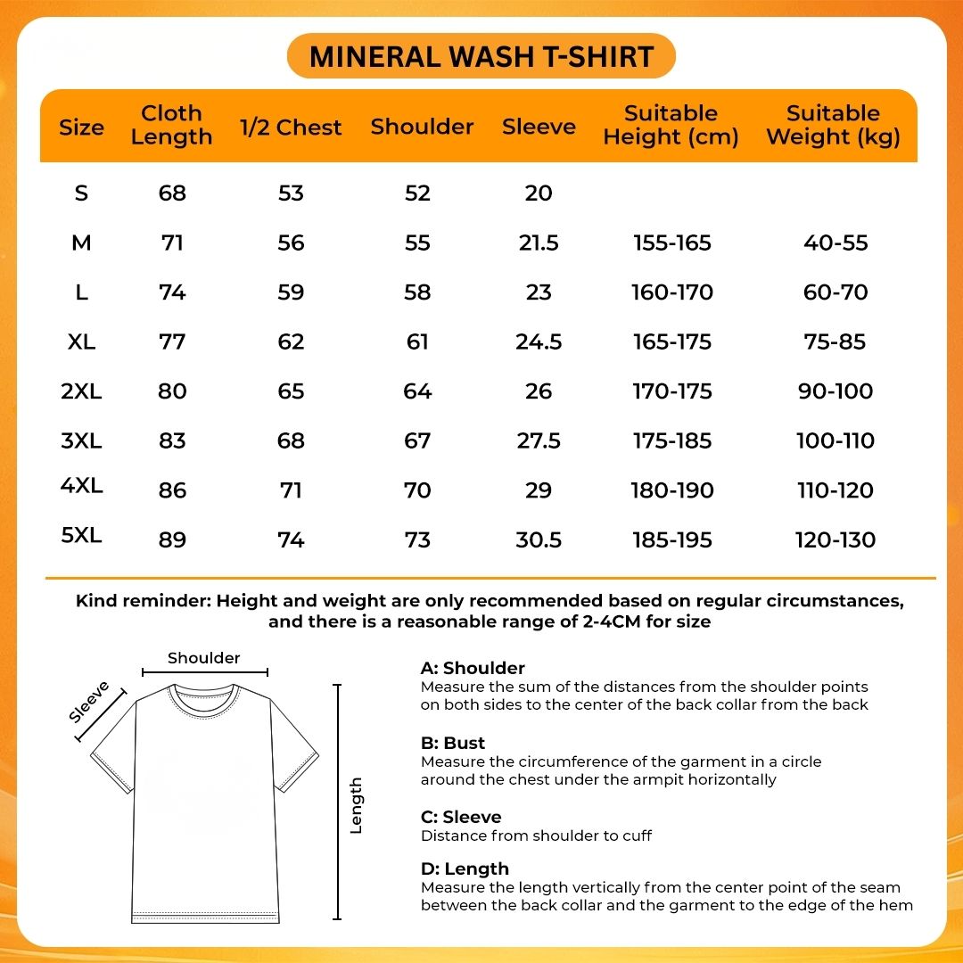 Mineral Wash T Shirt Size Chart - NieR: Automata Merch